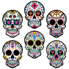 Beistle Day of the Dead Sugar Skull Cutouts Skull Decor Diy, Skull Cutout, Skull Aesthetic, Zombie Silhouette, Sugar Skull Drawing, Day Of The Dead Celebration, Sugar Skull Painting, Clay Cafe, Skull Coloring