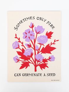 a sticker that says sometimes only fire can germinate a seed