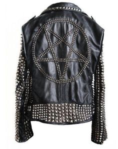 Men's Biker Silver Studded Elegant Leather Jacket Biker All Sizes Available Black Silver Studs Belted Front Zipper BACK ROUND STUDDED DESIGNStudded Jacket made with 100 % Genuine Top Quality Cowhide Leather Multi cor StuddedHigh Quality Studs. Each securely added by hand Cropped, Vintage - Inspired / Moto / Fit0.9 to 1.0 MM Cowhide Leather used Soft Black Real LeatherAll sizes Available(Over XL Size 40$ will Charged till 4XL and above size 60$ ll be charged more)Make sure to Look at the size cha Elegant Leather Jacket, Spiked Leather Jacket, Leather Jacket Biker, Stylish Leather Jacket, Studded Leather Jacket, Punk Accessories, Sister Outfits, Studded Jacket, Vintage Biker