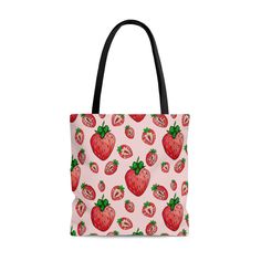 Pink Strawberry Print Bag As Gift, Red Bag With Strawberry Print As Gift, Rectangular Bag With Strawberry Print As Gift, Everyday Tote Bag With Strawberry Print, Rectangular Strawberry Print Bag For Gifts, Rectangular Bags With Strawberry Print As Gift, Strawberry Print Tote Bag For Daily Use, Rectangular Strawberry Print Bag As A Gift, Rectangular Bags With Strawberry Print For Gifts