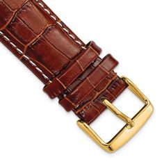 Product Weight Weighs approximately 1.6 oz. Product Dimensions Length of item : 7.5 in Width of item : 22 mm Product Specifications - Length of Item : 7.5 in - Material : Accents : Stainless Steel - Watch Band Material : Leather - Material : Accent Color 1 : Gold Tone - Clasp /Connector : Buckle - Thickness : 5.5 mm - Item Weight U/M : lbs - Width of Item : 22 mm - Watch Band Width : 22 mm - Product Type : Watch - Sold By Unit : Each - Gender : Unisex - Material : Primary - Color : Brown - Watch Classic Brown Jewelry With Leather Strap, Classic Brown Leather Strap Jewelry, Gold Rectangular Watch Band With Leather Strap, Classic Brown Rectangular Watch Bands, Formal Brown Leather Watch Accessories, Brown Business Watch Bands With Bracelet Strap, Brown Business Watch Bracelet Strap, Brown Leather Business Jewelry, Classic Business Watch Bands With Bracelet Strap