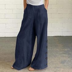 Cotton Linen Trousers, New Retro, Wide Leg Linen Pants, Red Pants, Cotton Bottoms, Linen Trousers, Blue Pants, Drawstring Pants, Sport Pants