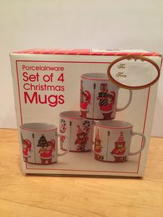 the boxed set of 4 christmas mugs is in its original box and has been sealed