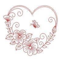 a heart with flowers and butterflies on it