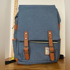 Mancio Laptop Backpack. Comes With A Cord. Lots Of Pockets. Blue. New. Never Used. Blue Large Capacity Backpack For Travel, Large Capacity Blue Backpack For Travel, Casual Blue Student Backpack, Blue Backpack For Students, Casual Blue Backpack For Daily Use, Blue Backpack For Daily Use With Zipper Closure, Blue Backpack With Zipper For Daily Use, Large Capacity Blue Satchel Backpack, Blue Backpack With Adjustable Strap For Daily Use