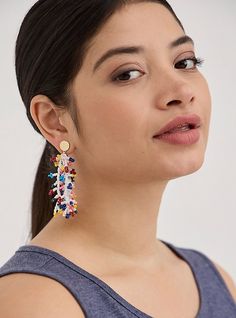 FIT Measures 3”. MATERIALS + CARE Base metal and beads. Imported. . DETAILS High shine finish. Reef design. The best plus size women's multicolor reef statement earring earrings in multi. Statement Earring, Beaded Jewelry Diy, Base Metal, Statement Earrings, Beaded Jewelry, Drop Earrings, Plus Size, Beads, Design