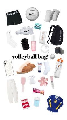 an image of various items that are in the shape of a backpack and volleyball ball