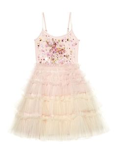 blush pink cotton blend sequin embellishment scoop neck adjustable spaghetti straps A-line tulle overlay ruffled detailing straight hem Blush Tint, Birthday Edit, Resort Dresses, Costume Collection, Mix Style, Tutu Dress, Pink Cotton, Birthday Girl, Tulle Dress