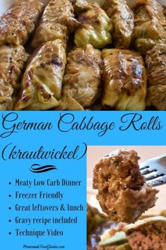 the german cabbage rolls are stuffed with meat