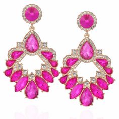 PRICES MAY VARY. ❤High Quality Material❤:The large sparkly hot pink statement earrings made from circle shaped crystal,rhinestone and gold plated.they are nickle free,lead free,hypoallergenic and comfortable. ❤Long Hot PInk Rhinestone Statement Dangle Earrings Size❤: 2.83 inch X 1.61 inch X 17 g. ❤Unique Design❤:These big crystal statement chandelier earrings looks very gorgeous and sparkly.Unique sophisticated circle chandelier design can be matched with different outfits,complement different l Pink Crystal Chandelier, Hot Pink Jewelry, Circle Chandelier, Pink Statement Earrings, Statement Chandelier, Lavender Earrings, Anthropologie Earrings, Pink Sapphire Earrings, Statement Chandeliers