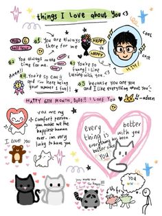 an image of someones love about you with cats and other things on the page