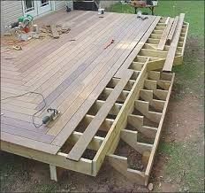 a wooden deck being built in front of a house