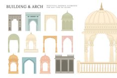 various types of archs and arches with the names building & arch written below them