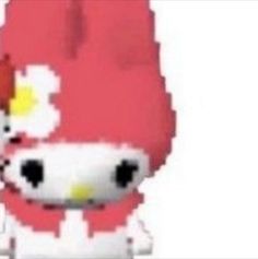 an image of a hello kitty character with big eyes and pink hair, standing in front of a white background