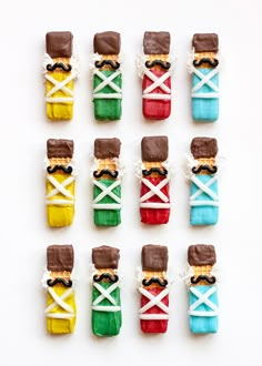 small candy candies with chocolate and marshmallows in the shape of nutcrackers