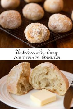 an image of some rolls on a plate with butter in the middle and another photo of them