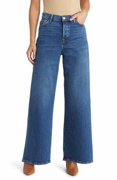 PAIGE Sasha High Waist Wide Leg Jeans | Nordstrom Casual Stylish Outfits, How To Style Wide Leg Jeans, Moda Over 40, How To Wear Loafers, Style Wide Leg Jeans, Moda Denim, Flattering Jeans, Outfit Chic