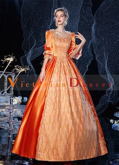 Orange Baroque Rococo Southern Belle Dress   Condition: Brand New  Color: amp;nbsp; As Picture  Material: Satins And Lace  Silhouette: Ball Gown  Sleeve Length: Half Sleeve  Dresses Length:Floor-Length  Neckline: Square-Collar  Decoration: Lace  Style: Vintage   Includes: Dress    amp;nbsp; Red Masquerade, Masquerade Party Dresses, Theatre Dress, Marie Antoinette Dresses, Baroque Dress, Costume Carnaval, Antoinette Dress, Princess Prom Dresses, Costume Ball