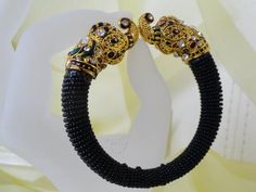 Indian Jewelry- Bracelet- Minakari & bead Jewellery. Black beads with – Artikrti Black Bracelets For Festivals, Black Festive Bracelets For Festivals, Traditional Black Bracelets For Weddings, Traditional Black Bracelet For Wedding, Traditional Black Wedding Bracelets, Traditional Black Beaded Bracelets For Festive Occasion, Traditional Black Bangle Gift, Black Bangle Bracelets For Festive Occasions, Festive Black Bangle Bracelets