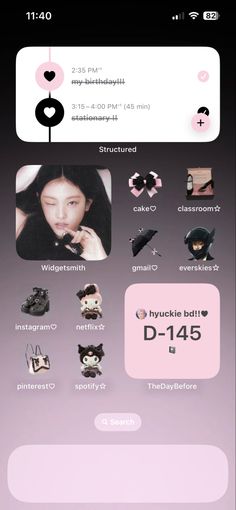 pink black ios 14 aesthetic kpop haerin newjeans layout inspo My Homescreen, Phone Layouts, Ios Layout, Android Theme, Bow Wallpaper, Phone Inspo, Phone Screen Wallpaper, Cute App