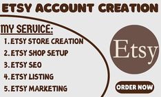 What You'll Get:

1. Fully set up and verified Etsy account
2. Professional profile creation (bio, logo, profile picture)
3. Optimized shop and section setup (categories, tags, descriptions)
4. High-quality banner design
5. Initial product listing setup (up to 5 products)
6. Shop policies and terms creation
7. Advanced SEO optimization for improved search visibility Attract Customers, Etsy Marketing, Etsy Seo, Ecommerce Marketing, How To Attract Customers, Etsy Account, Etsy Store, Etsy Listing, Accounting