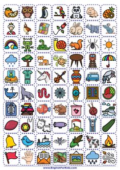 a cross stitch pattern with different types of animals and things on it's squares