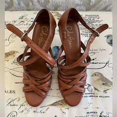 Final Price Nwt Cole Haan/Nike Air Strappy Sandals: Brown Leather, Closed Back, 4” Heel, Open Toe, Size 9. In Original Box. Leather Sandals With 4-inch Heel And Almond Toe, Sandals Brown, Brown Leather Sandals, Cole Haan Shoes, Brown Sandals, Strappy Sandals, Cole Haan, Shoes Women Heels, Open Toe