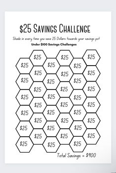 the $ 15 savings challenge is shown in black and white, with numbers arranged on it