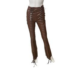 Brown Faux Leather Flares Croc Print Pants New Without Tags Pants With Strings, Brown Leather Pants, Distressed Pants, Croc Print, Print Pants, Printed Pants, Pants Color, Pant Jumpsuit, Leather Pants