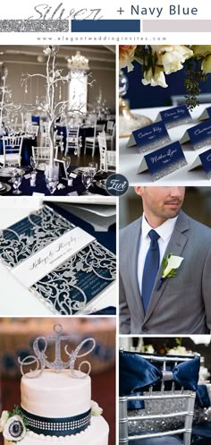 blue and white wedding theme with silver accents