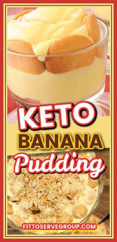 keto banana pudding recipe in a glass bowl