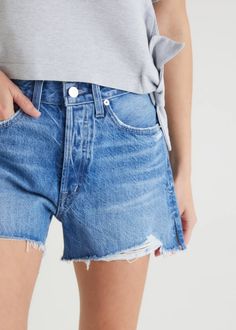 EDWIN Cai Cutoff Denim Short / Remix - nineNORTH | Men's & Women's Clothing Boutique Jean Shorts Outfit, Cut Off Jean Shorts, Jean Short, Denim Cutoff Shorts, Belted Jacket, Solid & Striped, Denim Short, Paige Denim, Knit Pants