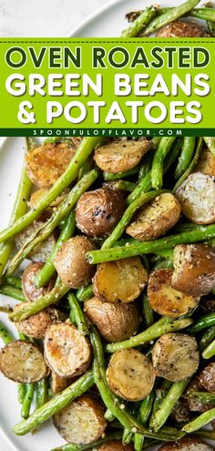 Oven roasted green beans and potatoes are the perfect side dish with any meal! Prep this veggie dish in less than 10 minutes with a few ingredients. Roasted Potato And Green Beans, Instant Pot Potatoes And Green Beans, Roasted Green Veggies, Scalloped Potatoes And Green Beans, What To Make With Fresh Green Beans, Roasted Green Beans And Potatoes Sheet Pan, Roasted Red Potatoes And Green Beans, One Pan Potatoes And Veggies, Grilled Green Beans And Potatoes