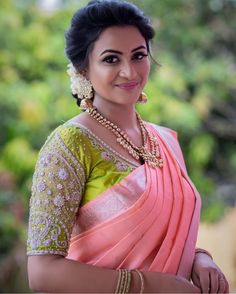 Janani Ashokkumar (@janani_ashokkumar) on Instagram #makeup #hairstyle #saree #sareedraping #sareeblousedesign #saree Janani Ashokkumar, Ashok Kumar, Pattu Saree Blouse Designs, Orange Saree, Lehenga Blouse Designs, Wedding Blouse Designs, Silk Saree Blouse Designs, Maggam Work Blouse Designs, Maggam Work Blouse