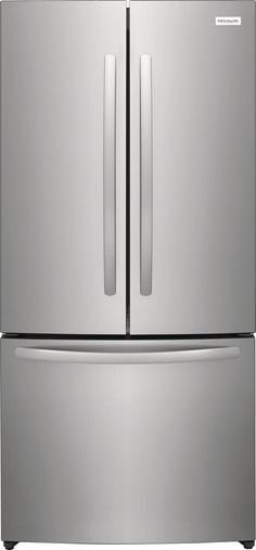 a stainless steel refrigerator freezer with two doors