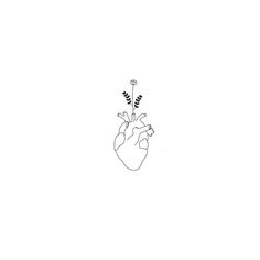 a black and white drawing of a hand holding a flower