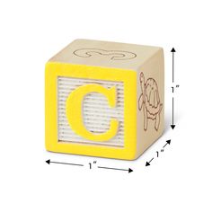 a wooden block with the letter c on it's side and an image of a dog