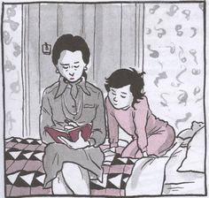 a woman reading to a child on a bed