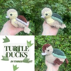 Easy Duck Crochet, Crochet Turtle Duck, Turtle Duck Crochet Pattern Free, Crochet Patterns Etsy, Simple Crochet Plush, Large Crochet Animals, Duck Amigurumi Pattern, Easy Stuffed Animal Crochet Pattern Free, Crochet Plushies Amigurumi