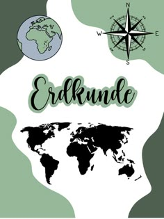 an illustrated map with the words eflunde and a compass