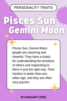 a poster with the words pisces sun and germin moon