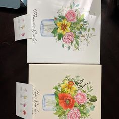 two greeting cards with flowers on them