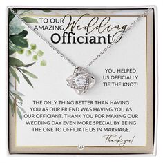 a wedding gift for the bride to be engraved on it's necklace with an actual message