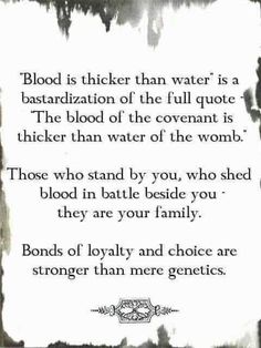 a poem written in black and white on paper with the words blood is thicker than water