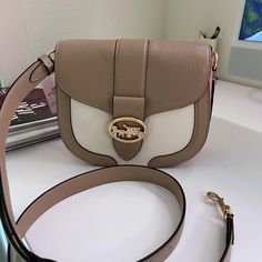 Nwt Coach Georgie Saddle Bag In Colorblock Product Details Refined Pebble Leather And Smooth Leather Inside Multifunction Pockets Snap Closure, Fabric Lining Outside Open Pocket Detachable Strap With 20 3/4" Drop For Shoulder Or Crossbody Wear 8 1/4" (L) X 6 3/4" (H) X 2 3/4" (W) Style No. C3596 Coach Georgie, Saddle Bag, Pebbled Leather, Smooth Leather, Coach Bags, Saddle Bags, 4 H, Snap Closure, Saddle