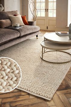 a living room scene with focus on the rug