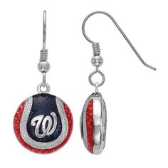 Support your favorite team with these LogoArt Washington Nationals earrings. Support your favorite team with these LogoArt Washington Nationals earrings. EARRING DETAILS Length: 34 mm Backings: Frenchwire Metal: sterling silver Plating: rhodium Finish: polished Nickel free Packaging: boxed Officially licensed Color: Blue. Gender: female. Age Group: adult. Black Leggings Style, Baseball Earrings, Washington Nationals, Women's Cover Up, Blue Gender, Art Logo, Green Bay, Favorite Team, Polished Nickel