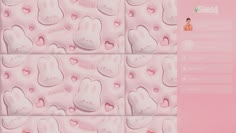 the pink wallpaper has hearts and bunnies on it, as well as an image of a man's face