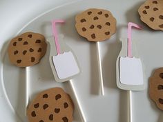 cookies and milkshakes made out of paper on sticks