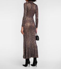 Sequined knitted maxi dress in brown - Balenciaga | Mytheresa Luxury Maxi Length Dresses For Party Season, Luxury Floor-length Maxi Dress For Party Season, Luxury Fitted Full Length Maxi Dress, Glamorous Bodycon Maxi Dress For Gala, Evening Bodycon Maxi Dress Full Length, Glamorous Full-length Cocktail Maxi Dress, Evening Bodycon Full-length Maxi Dress, Luxury Maxi Dress For Party Season, Floor-length Elastane Dress For Night Out